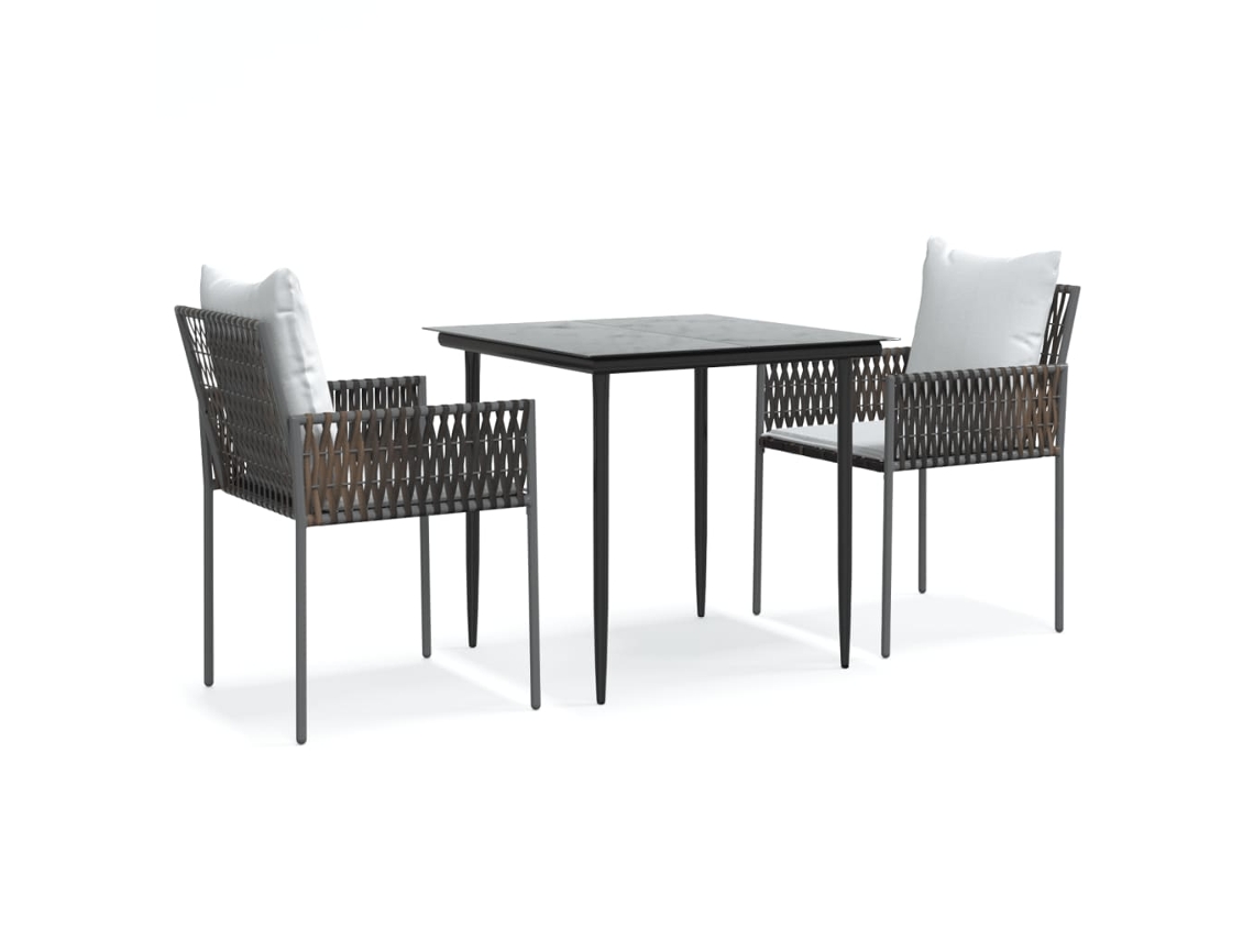 Maison Exclusive - Juego Comedor Jardín 3 Piezas Y Cojines Ratán Sintético Y Acero
