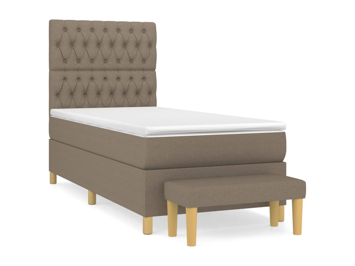 Maison Exclusive - Cama Box Spring Con Colchón Tela Gris Taupe 90x200 Cm