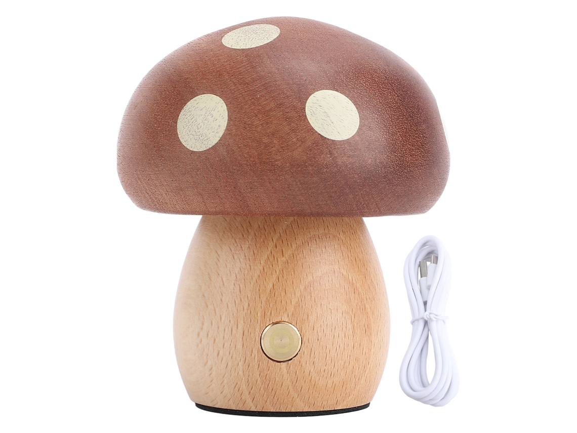 2026-lámpara De Mesa Led Mushroom Madera Luz Cálida Regulable Inalámbrica Recargable Para Dormitorio Y Decoración Hogar