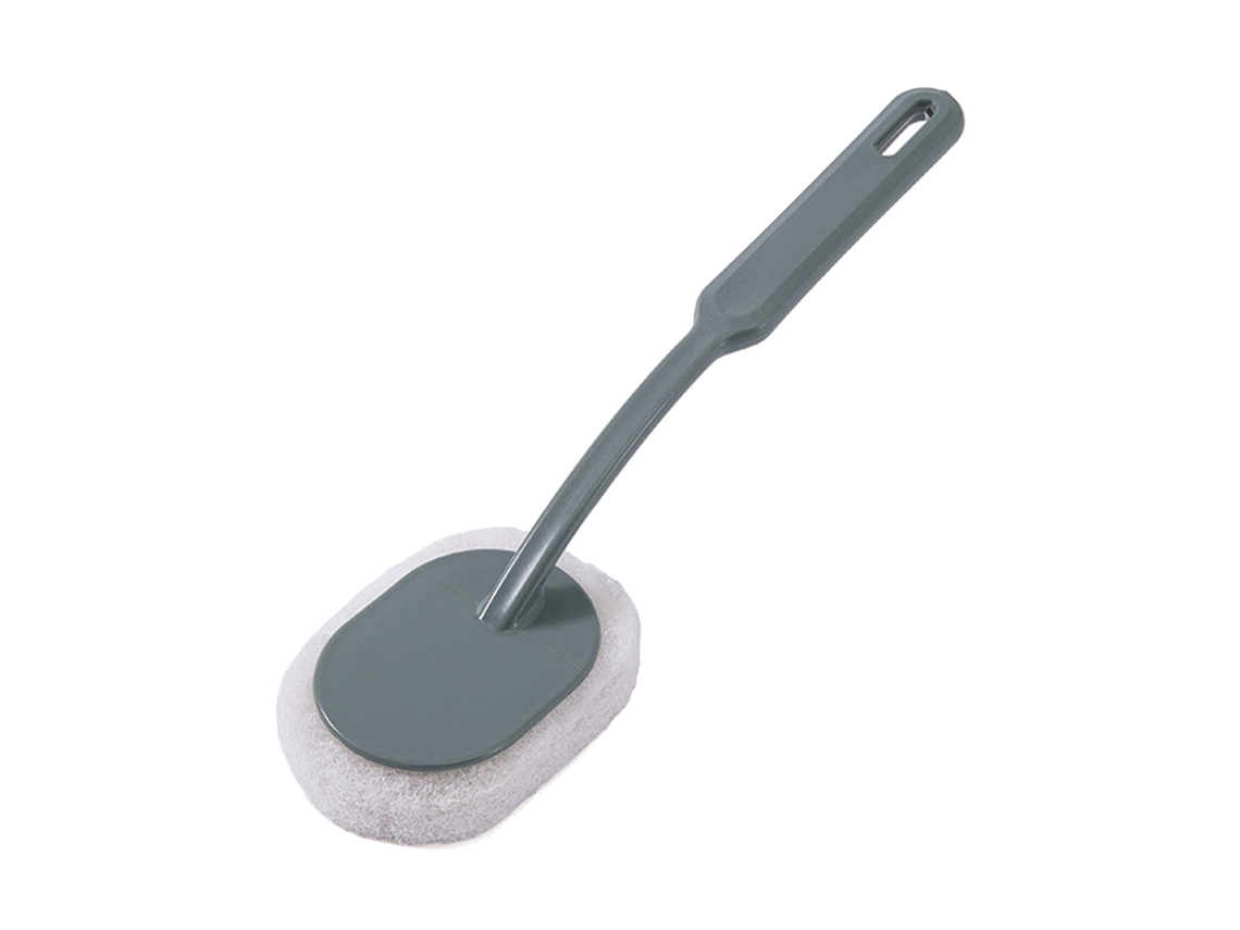Pincel De Limpeza Com Cabo Longo E Cabeça De Esponja Para Banheiro Banheira Parede Piso Cinza Verde