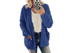 2026-abrigo De Mujer Suave Y Cálido Cardigan De Felpa Con Forro Fluffy Tallas Plus