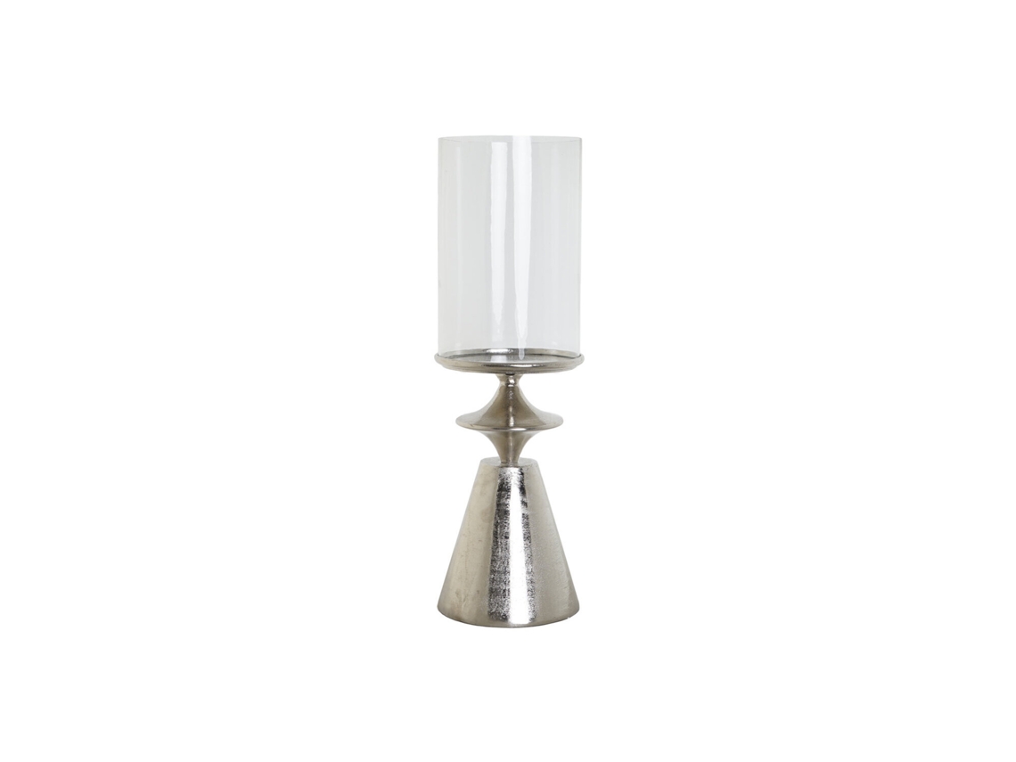 Portavela Aluminio Cristal Plateado 21x21x67cm