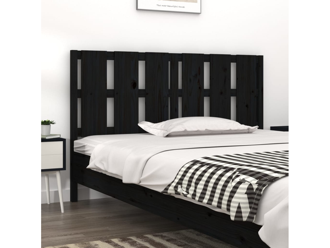 Cabecero De Cama Madera Maciza De Pino Negro 155,5x4x100 Cm