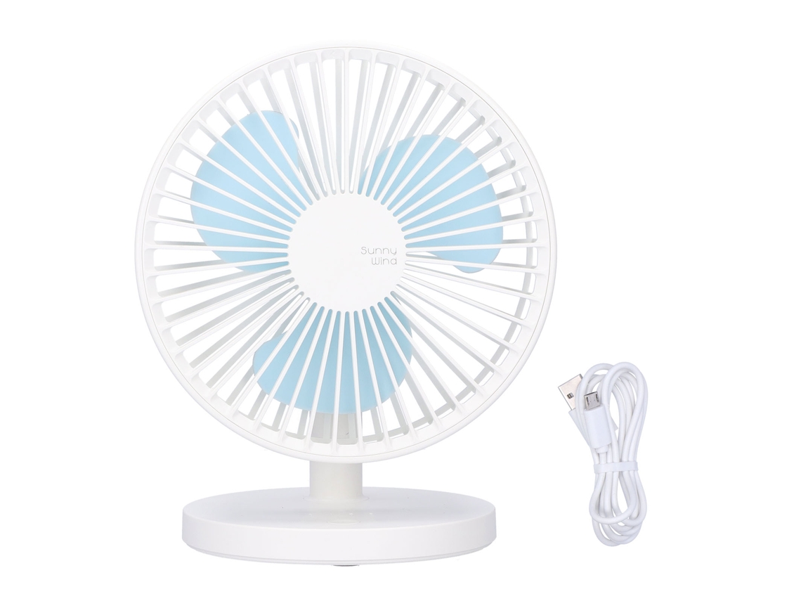 Ventilador de escritorio USB portátil, blanco, ajustable, 30 cm