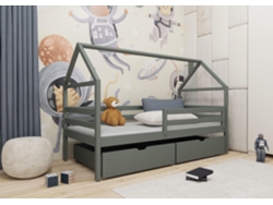 Cama Infantil FURNLUX Aron (Grafito, Madera Maciza - 88X208X133 Cm / 80X200 Cm)