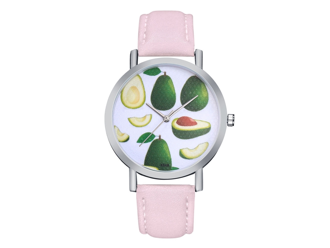 Reloj De Pulsera Analógico De Cuarzo Para Mujer Con Correa De Cuero Rosa.