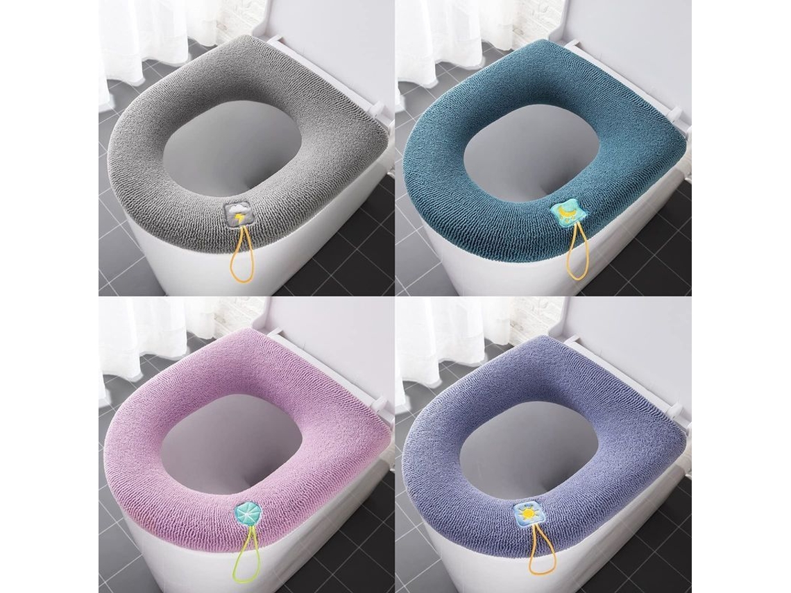 2026-protector De Asiento De Inodoro 4 Pack - Espesor Suave Calentador Baño Asa Reutilizable Xio