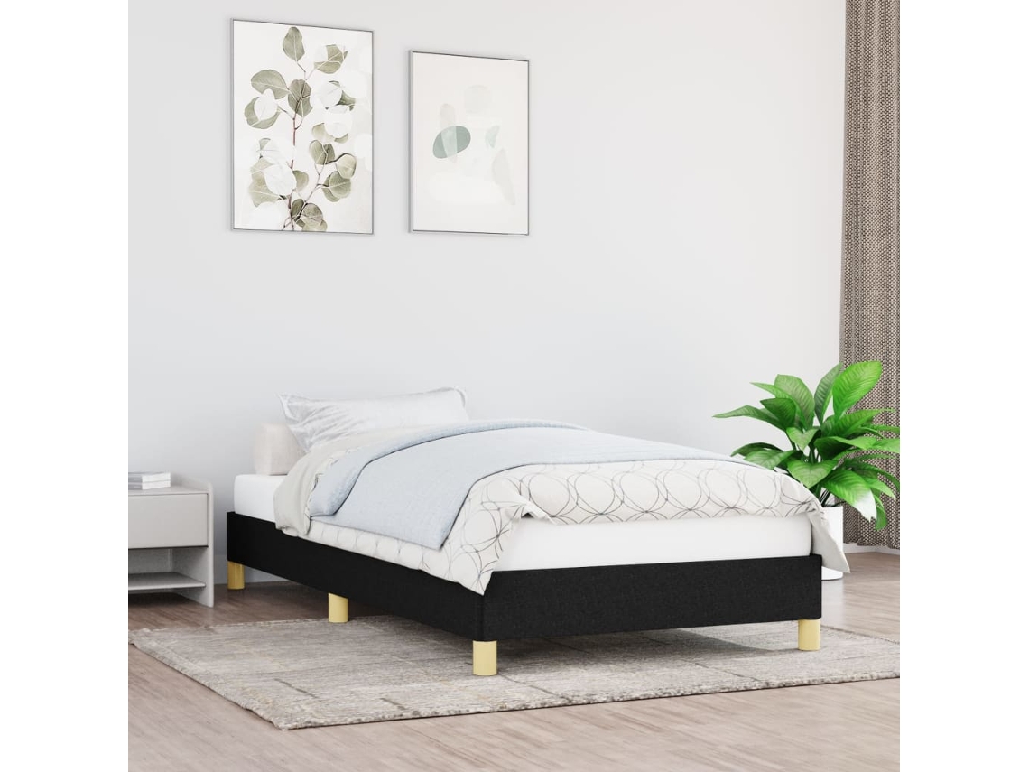Estructura de cama sin colchón tela negro 90x190 cm