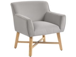Sillón De Terciopelo Con Brazos Acolchados, Patas De Madera Cruzadas, Color Gris Claro.