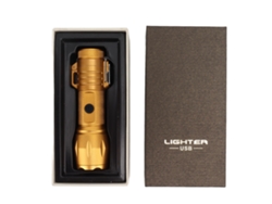 Rebe-encendedor Eléctrico Impermeable Antiviento De Aluminio Portátil Con Linterna 3.7v Oro