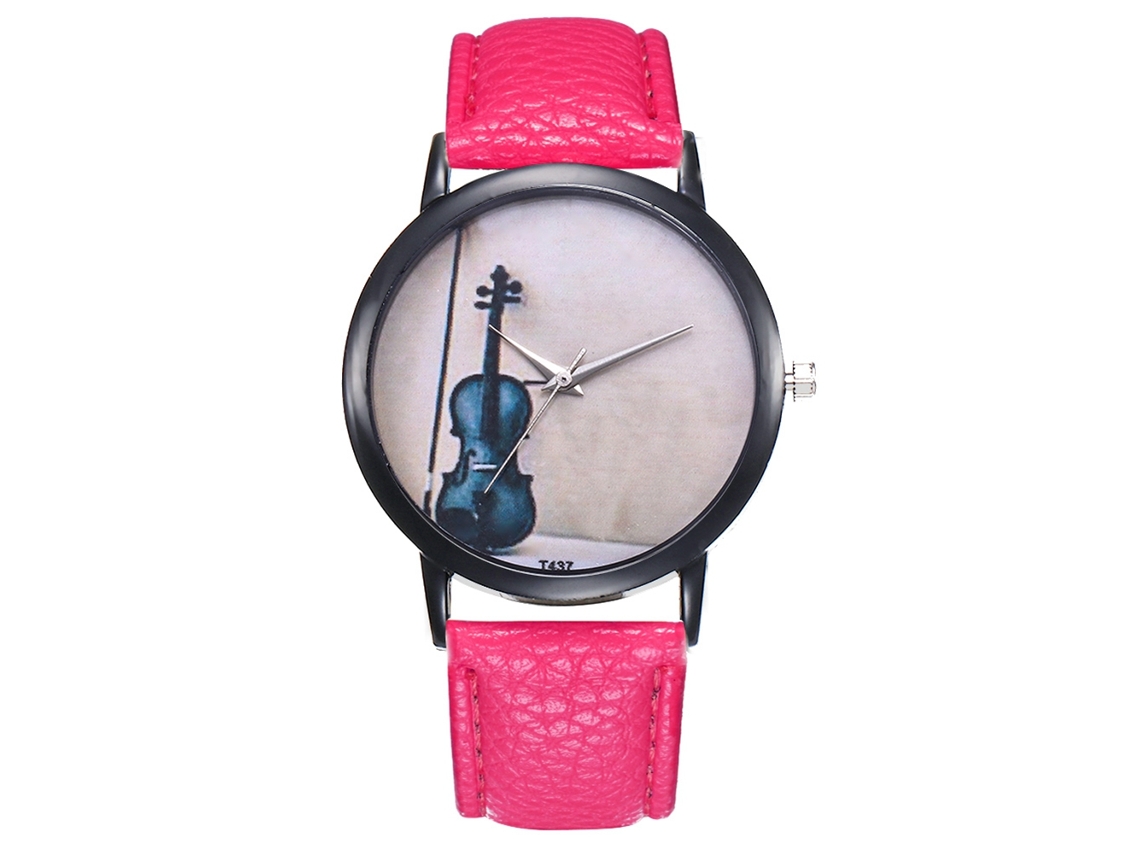 Reloj De Cuarzo Sencillo Y Ultrafino Para Hombre Con Correa De Pu (rojo Rosado)