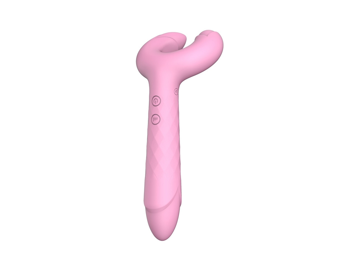 Vibrador De Masaje Impermeable De Silicona 3 En 1 Con 14 Modos Para Adultos (rosa)