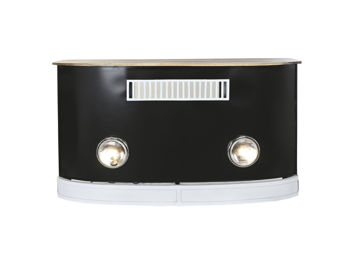 Mueble Bar Mango Hierro Focos Negro 157x52x90cm