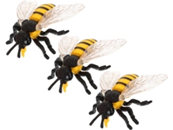 Juego de 3 figuras de abejas de plástico realistas, juguetes educativos para niños.