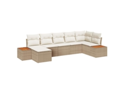Conjunto de 7 sofás de jardín con cojines en ratán sintético Vidaxl color beige.