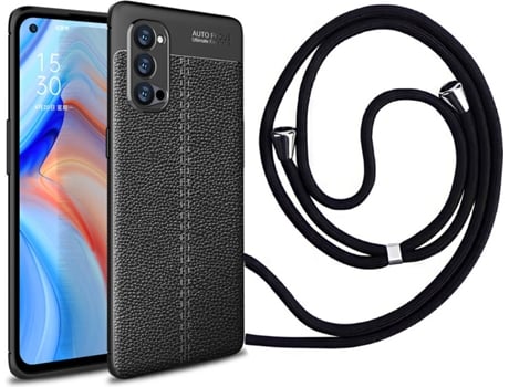 Funda Oppo Reno4 Pro 5G Rugged Leather con Collar Negro