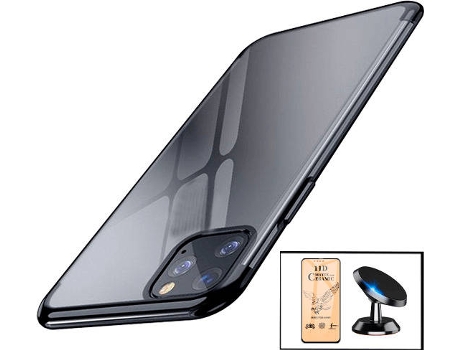 Kit Cristal Templado CeramicGlass Full Cover, Funda SlimArmor y Soporte Magnético de Coche Apple iPhone 13 Pro PHONECARE Negro
