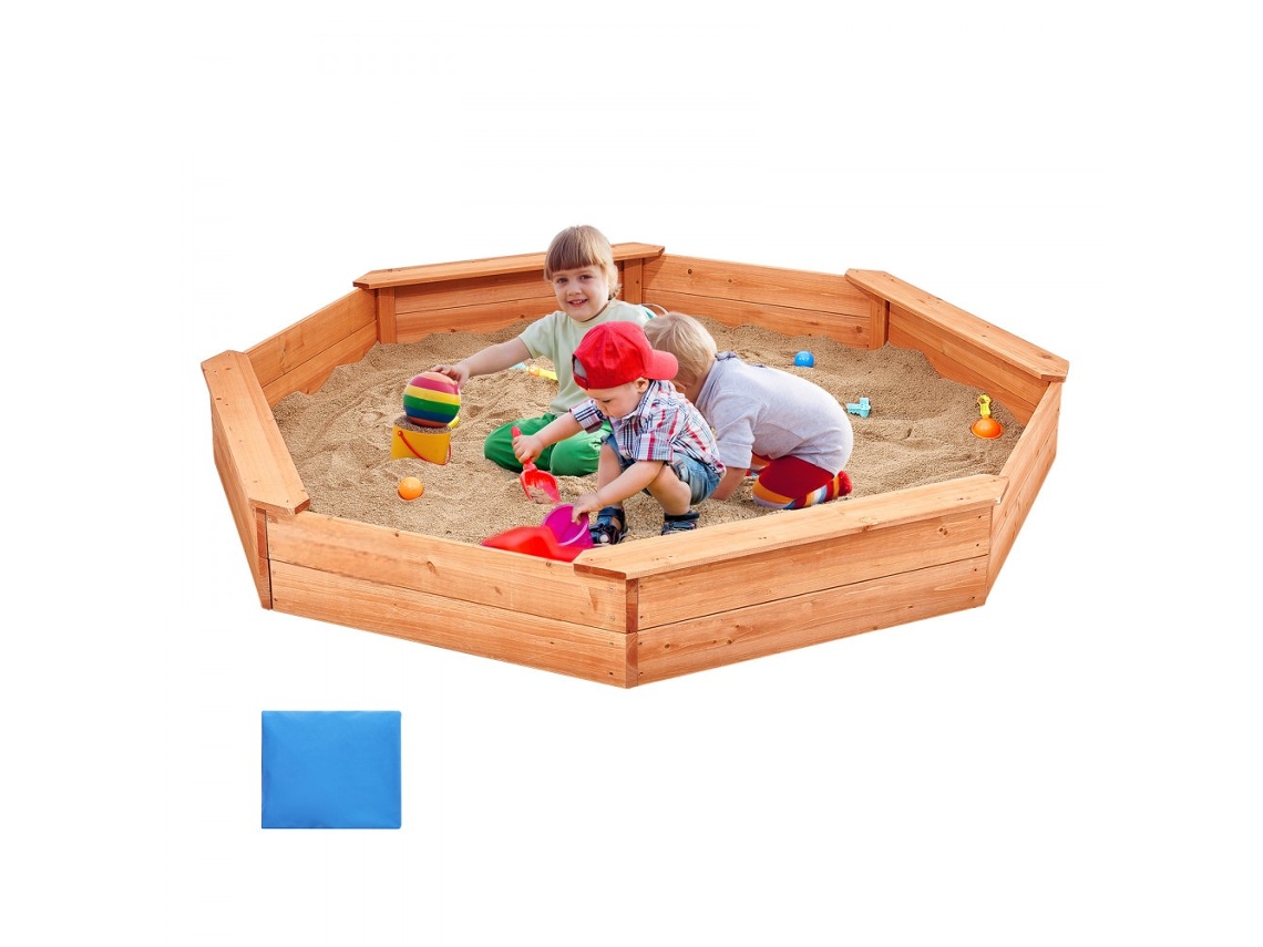 Arenero de Madera Octogonal con Tapa y Asientos Tekmaquinas