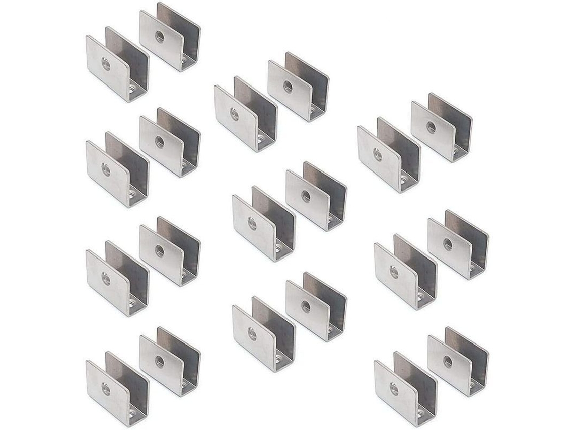 Kit De 20 Soportes De Acero Inoxidable Para Estantes De Vidrio Con Montaje Ajustable De 8 A 10 Mm, Tamaño 28,5 X 20,5 X 16 Mm.