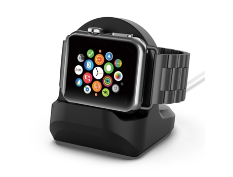 Soporte de carga de silicona para reloj inteligente Apple Watch sin cargador (negro)