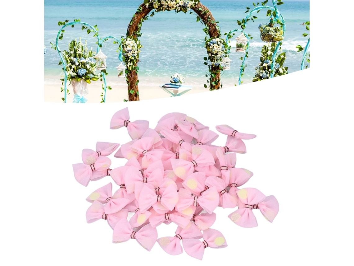 100 Mini Lazos De Cinta Rosa Con Forma De Mariposa Para Decoración Del Hogar Y Manualidades.