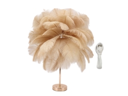 Lámpara De Mesa Recargable Con Plumas De Avestruz, Lámpara Decorativa Romántica Para Dormitorio, Control Táctil, 3 Modos De Luz.
