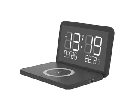 Cargador inalámbrico 3 en 1, cargador de 10 W, carga de reloj de escritorio, negro CHRONUS