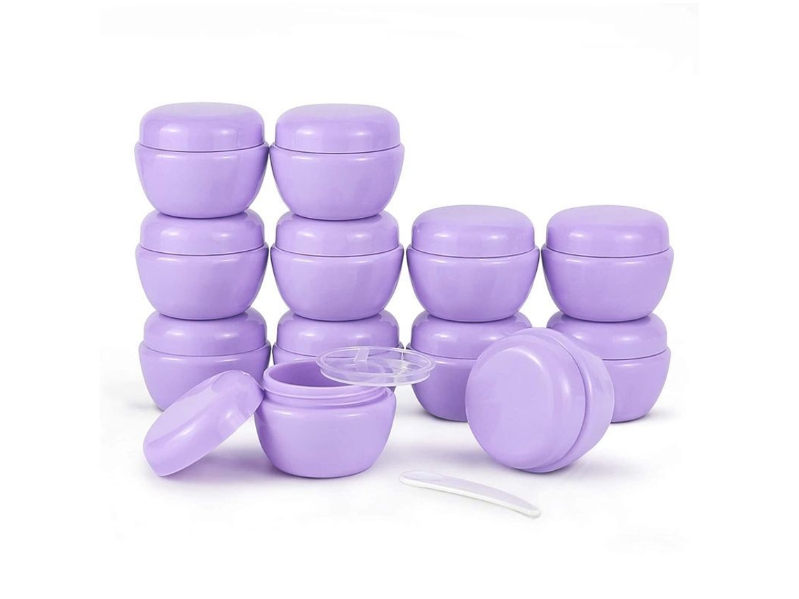Botella Pequeña De Plástico Con Tapa Y Revestimiento, Dispensador De Crema De 30 Ml, Caja De Muestras (12 Unidades, Morado)