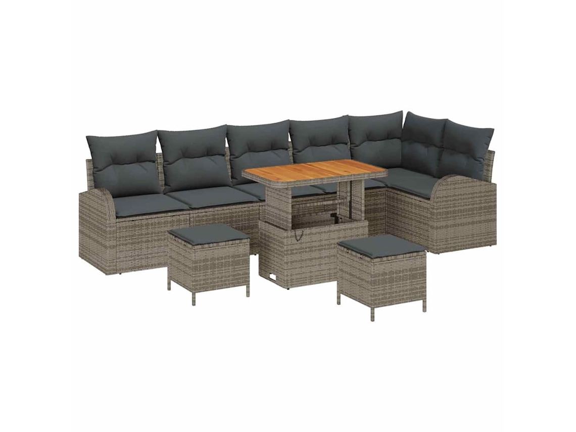 Maison Exclusive - Conjunto De Sofás De Jardín 9 Pcs Gris Ratán Sintético