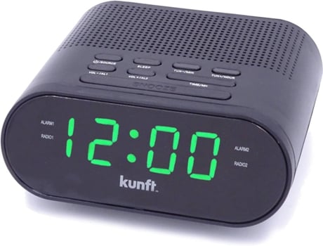 Radio Despertador KUNFT KTCR3846 (Negro - PPL - FM - Corriente - Alarma Doble - Función Snooze)