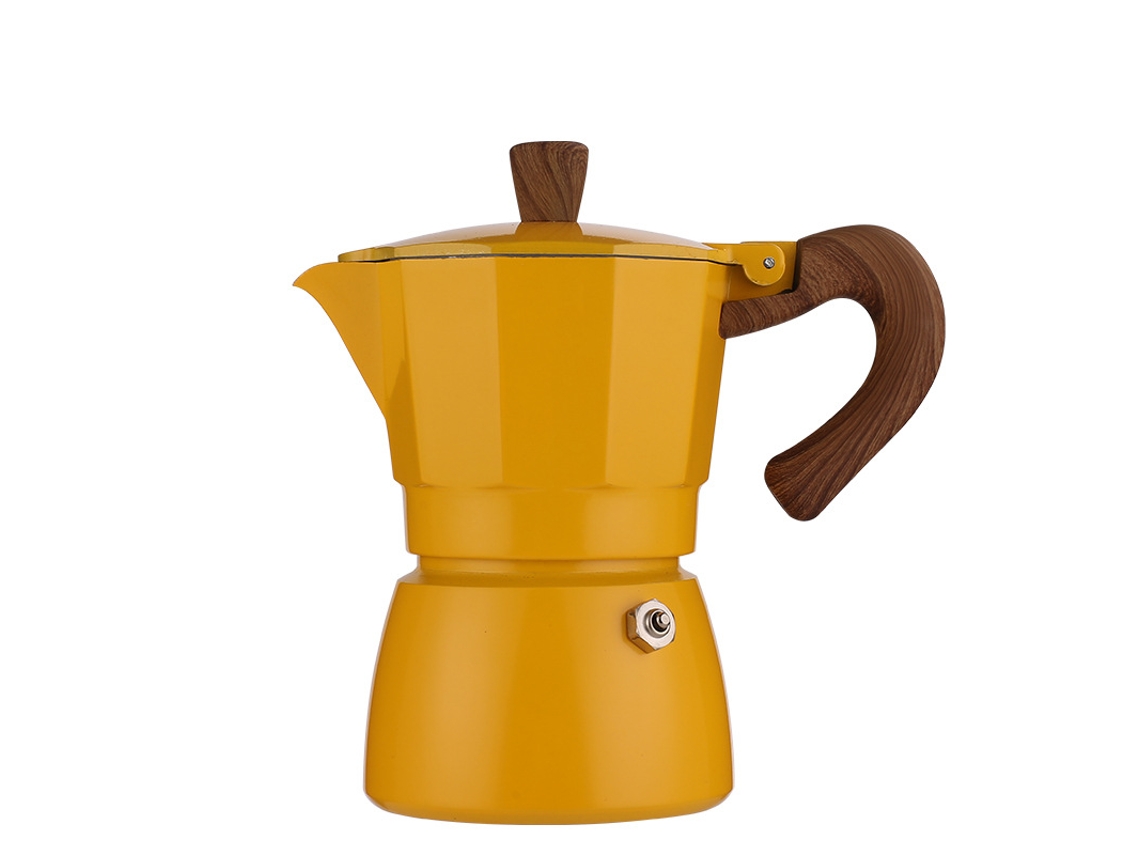 Cafetera italiana moka de 300 ml para capuchino o café con leche Eifson (amarilla)