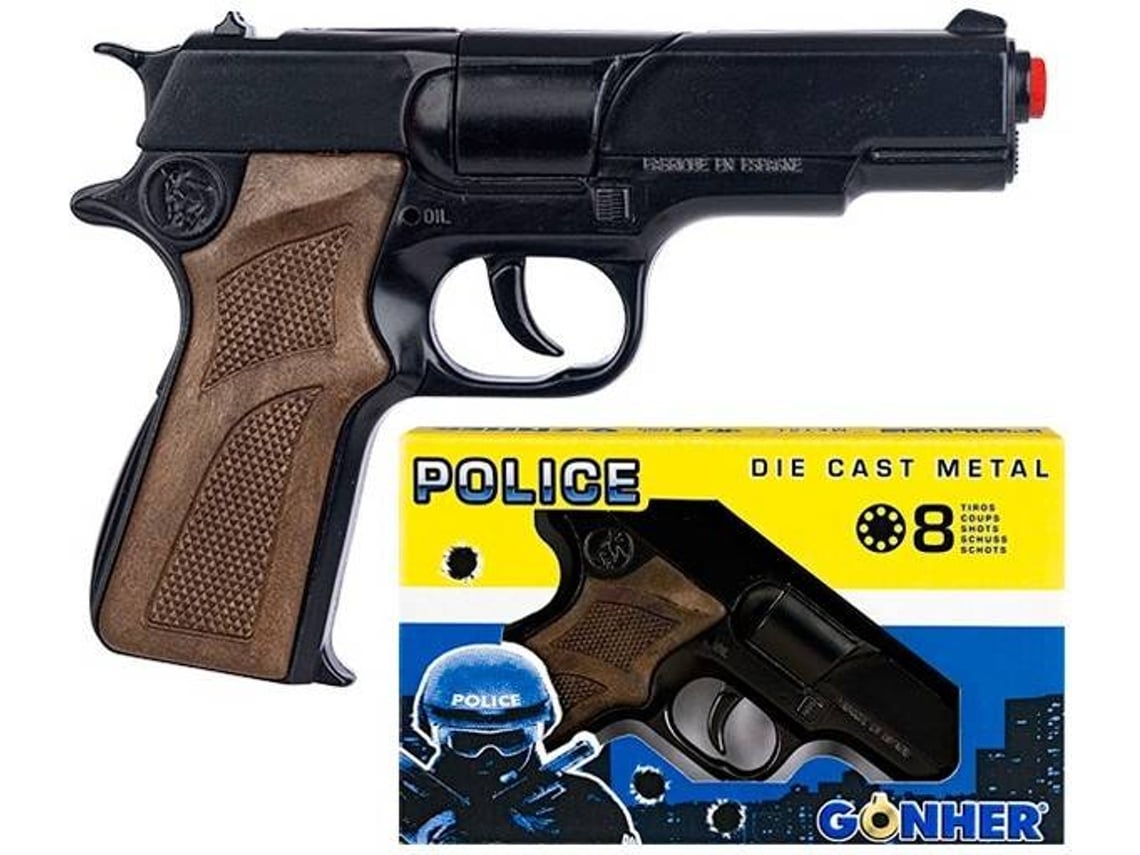 Lanzador GONHER Pistola Policia 8 Tiros Negro Edad Minima Recomendada 4anos Worten.es