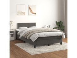 Cama Box Spring Con Colchón Terciopelo Gris Oscuro 120x200 Cm