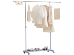 Varal Extensível Rodízios Aço Inox Suporte Sapatos Azul Prata 159x42x168