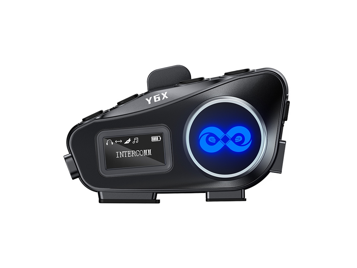 Walkie-talkie para casco de motocicleta con un alcance de 1000 m y soporte para conexión de 4 personas - Chronus (negro)