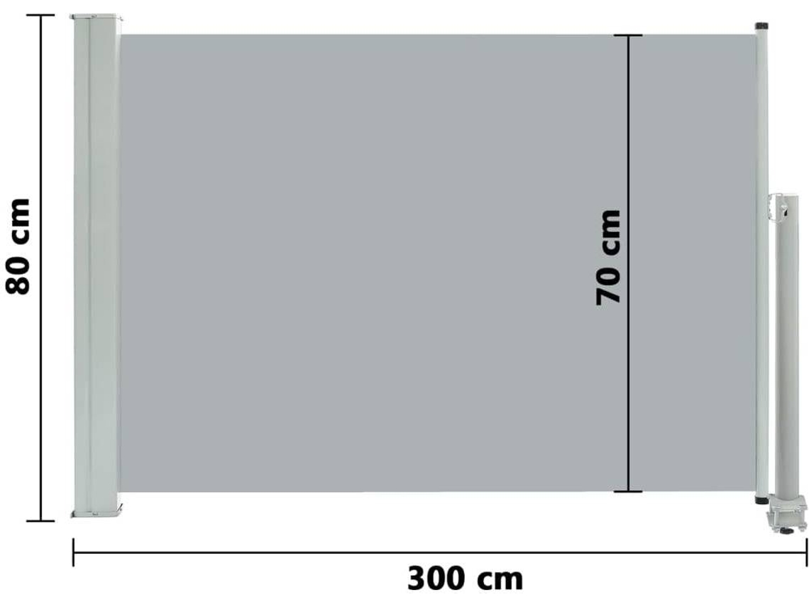 vidaXL Toldo lateral retráctil de jardín gris 80x300 cm