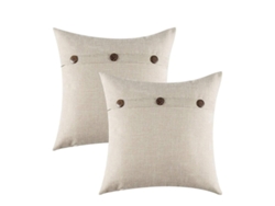 Juego De 2 Fundas De Almohada Con Detalles De Lino Rústico, 45,7 X 45,7 Cm