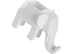 Portalápices con forma de elefante en resina blanca con soporte integrado para teléfono móvil. SFUSHOS