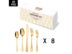 Conjunto De Talheres 40 Peças Banhadas A Ouro. Chrui