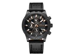 Reloj Deportivo Hombre Analógico De Cuarzo Con Correa Pu Impermeable Negro Plata