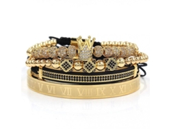 Conjunto De 4 Pulseras Ajustables Con Dije De Corona Imperial Para Hombre Y Mujer Dpg
