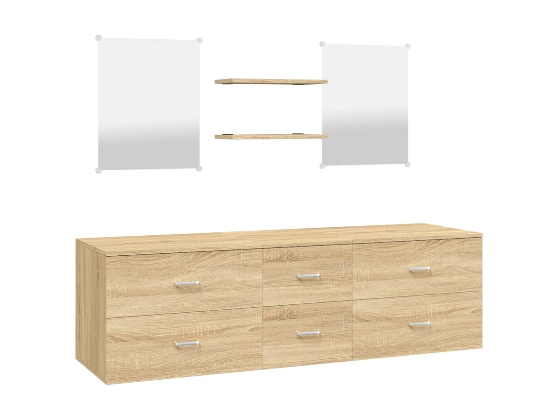 Maison Exclusive - Juego De 5 Piezas De Muebles De Baño De Madera De Roble
