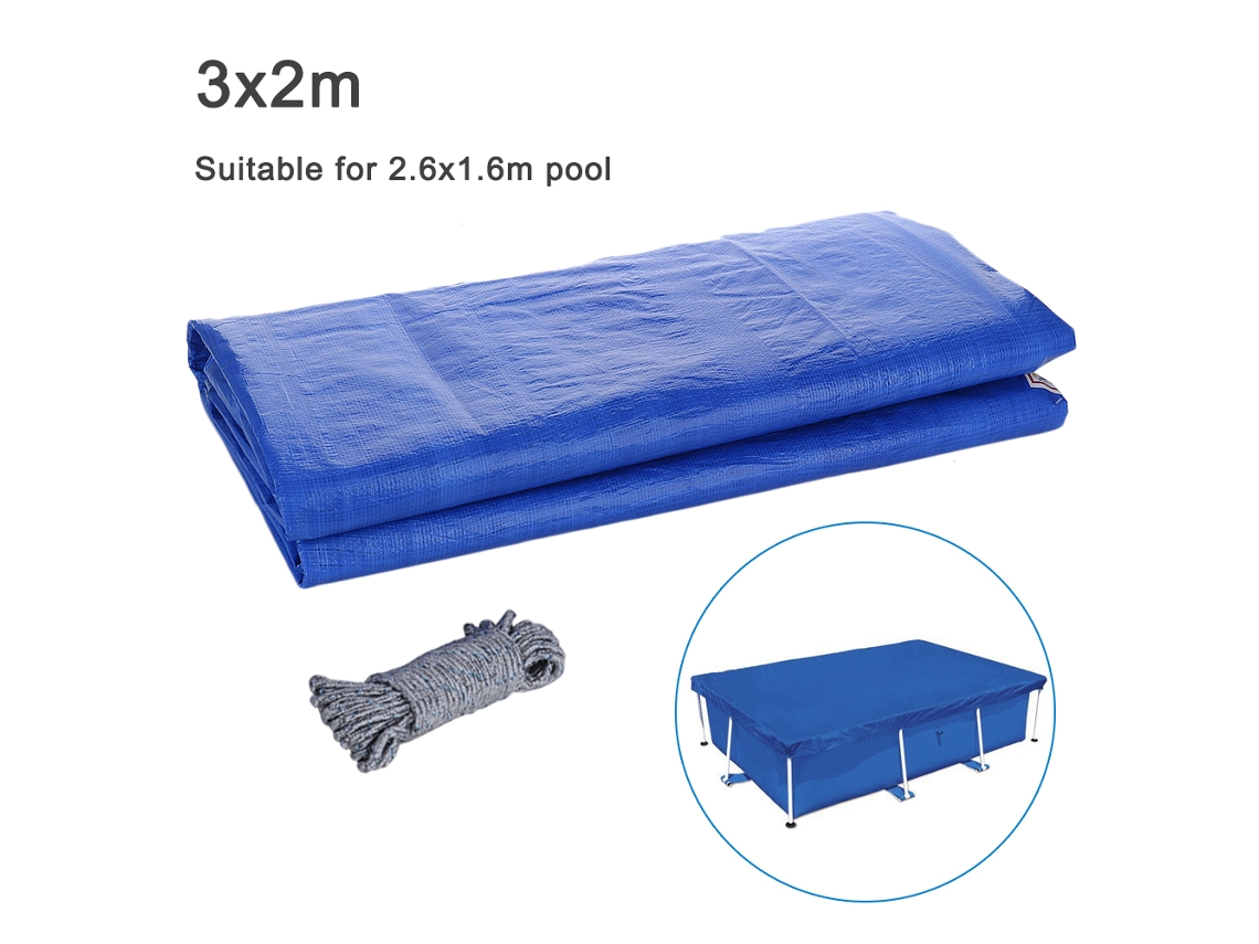 Cubierta de Piscina Rectangular 300x201x66 Cm Impermeable Protectora contra Lluvia y Polvo para Piscina, Azul