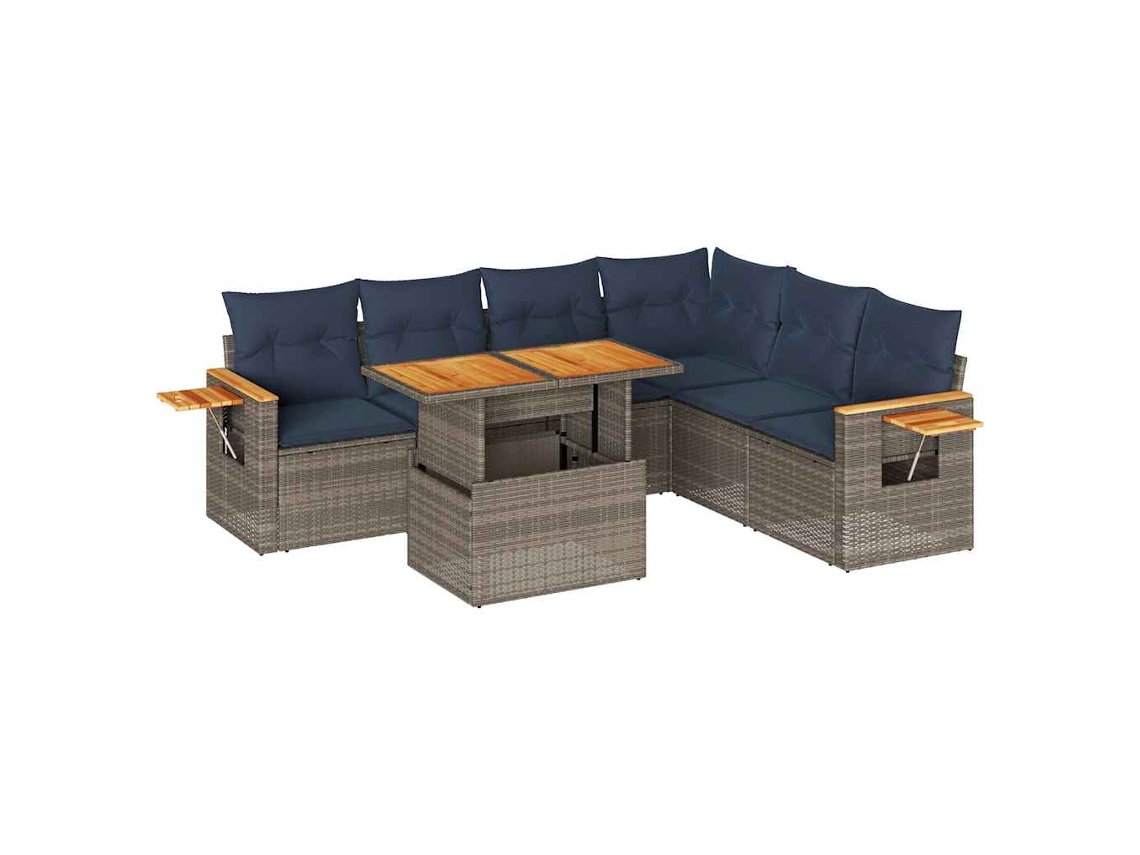 Conjunto de 7 sofás de jardín con cojines de mimbre/gris acacia MAISON EXCLUSIVE (7 piezas)