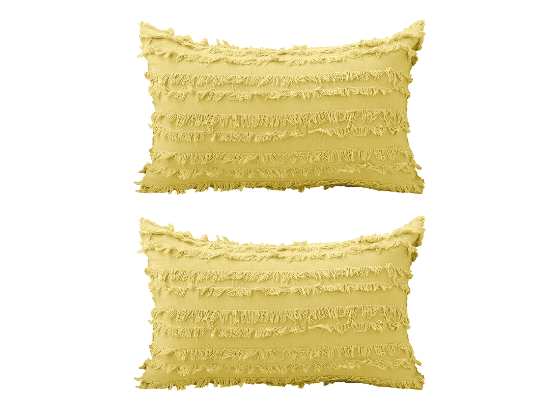 Juego De 2 Fundas De Almohada Bohemias De Algodón Y Lino, 30 X 50 Cm