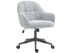 Silla De Oficina Con Asiento Y Respaldo Acolchados, Altura Regulable, Giro De 360°, Base Negra Y Tapicería De Tela Gris.