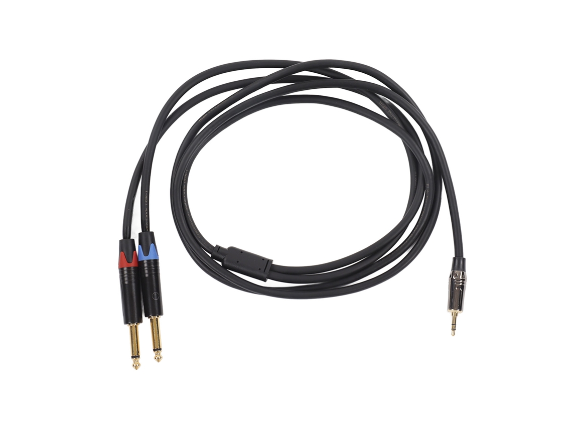 Cable Estéreo De 2 M Con Conector Macho De 3,5 Mm (1/8 De Pulgada) A Dos Conectores Ts Macho De 6,35 Mm (1/4 De Pulgada).