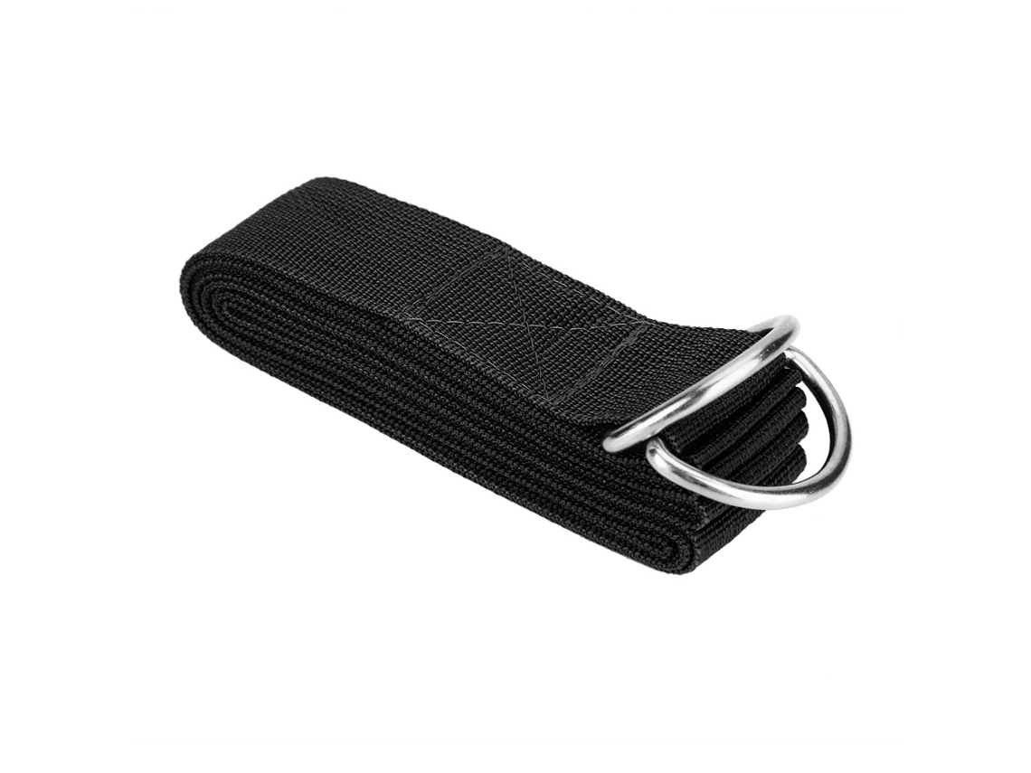Cinturón De Yoga Ajustable Con Anillo D Para Gimnasia Fitness Ejercicio Piernas Estiramiento Negro