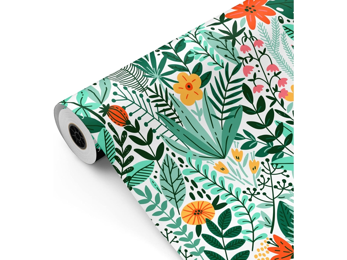 Rollo Papel Regalo Flores Primaveral 62cm X 80m Bobina Resistente Decoración Eventos - Fp Fiesta Paper