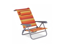 Cadeira Dobrável Relaxdays, Ajustável, Com Travesseiro, Apoios De Braços E Abridor De Garrafas, Amarelo/vermelho/laranja